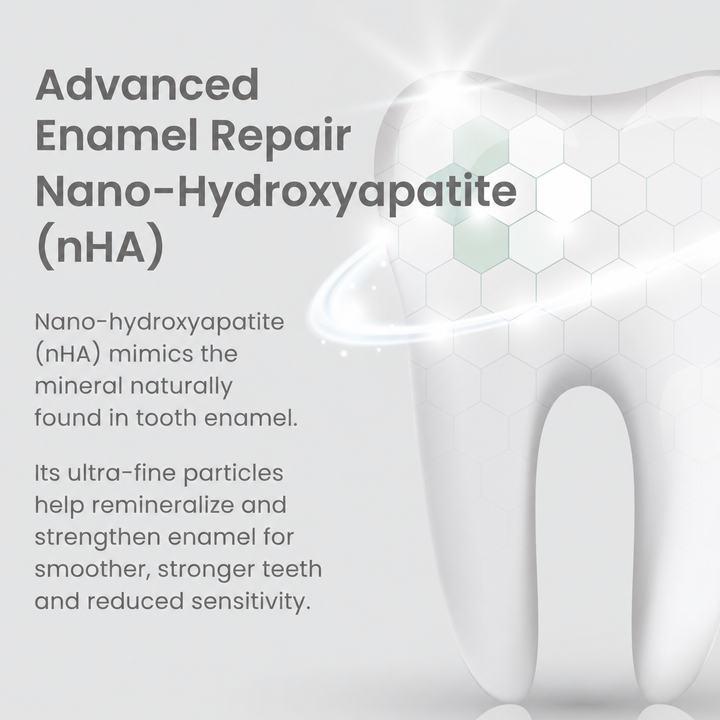 Nano-hydroxyapatite toothpaste helps remineralize and strengthen enamel and reduce sensitivity
