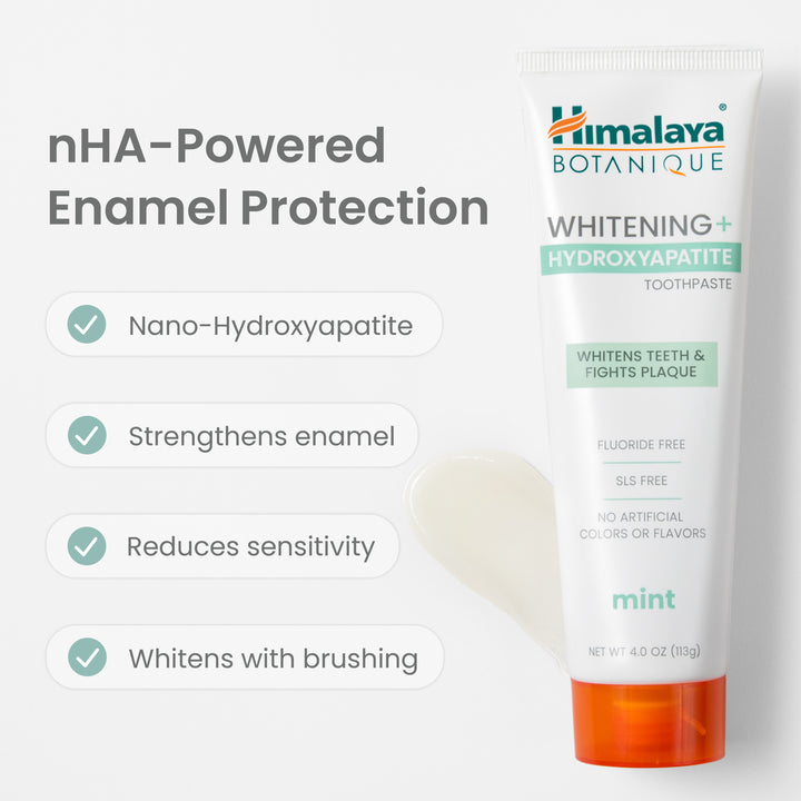 Himalaya Botanique Whitening+ Hydroxyapatite Mint Toothpaste strengthens enamel, reduces sensitivity and whitens with brushing#size_1-pack