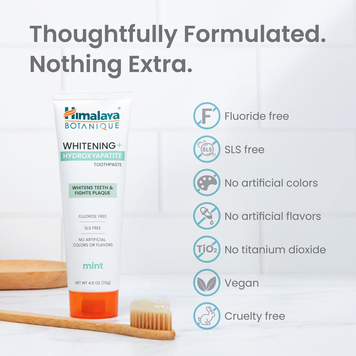 Himalaya Botanique Whitening+ Hydroxyapatite Mint Toothpaste, fluoride free, SLS free, vegan and cruelty free#size_1-pack