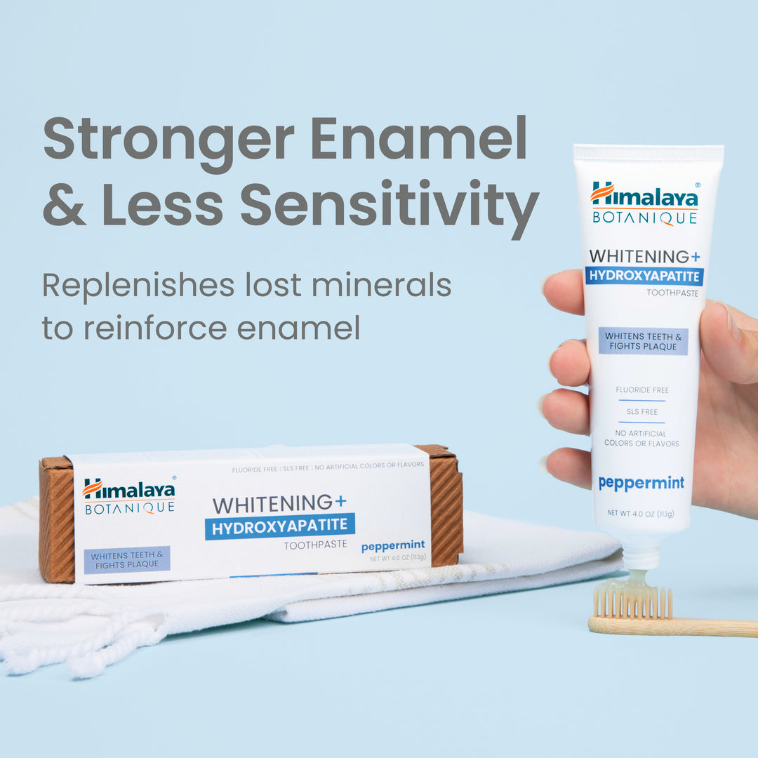 Himalaya Botanique Whitening+ Hydroxyapatite Peppermint Toothpaste for stronger enamel and reduced sensitivity