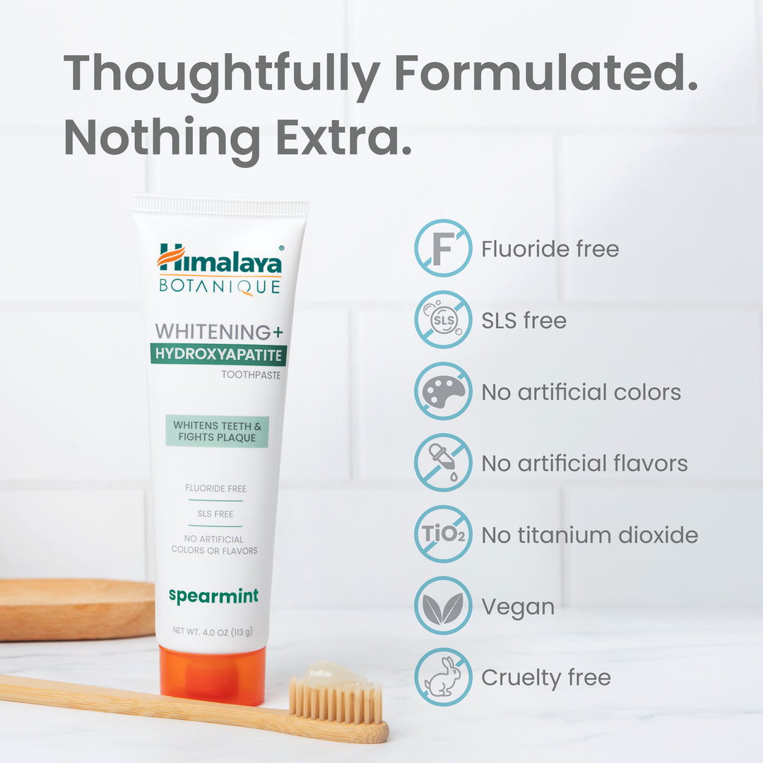 Himalaya Botanique Whitening+ Hydroxyapatite Spearmint Toothpaste, fluoride free, SLS free, vegan and cruelty free